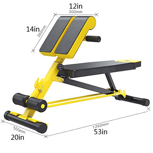 Workout Romeinse kruk Gewichtheffen Bed Verstelbaar, voor Full Body Workout, Halterbank voor Gewichtheffen en Krachttraining Apparatuur (Kleur: Geel) - Image 3