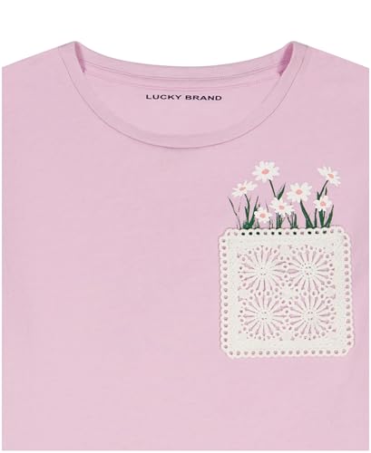 Image of Lucky Brand Girl's Short Sleeve Graphic T-Shirt, Tagless Cotton Tee with Fun Designs
