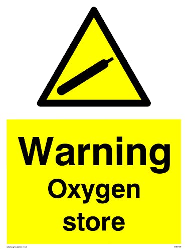 Pack of five - Warning Oxygen Store Sign - 150x200mm - A5P, 150 x 200 mm