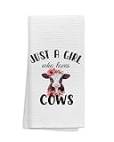OHSUL Just A Girl Who Loves Cows Highly Absorbent Kitchen Towels Dish Towels Dish Cloth,Watercolor F