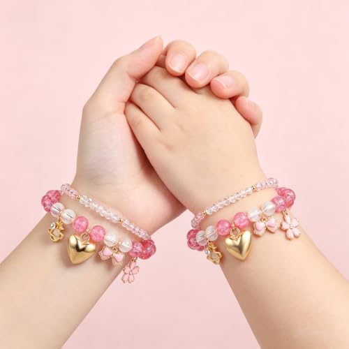 Image of First Day of Kindergarten Bracelets,First Day of School Bracelets for Mom and Daughter,Back to School Bracelet Pre-K Matching Heart Wish Adjustable Bracelet