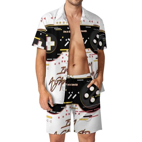 Manette de jeu vidéo imprimé haut de gamme ensemble chemise short et pantalon de plage