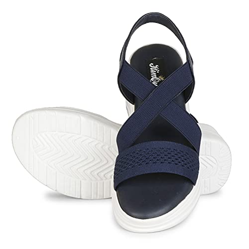 Image of Stylish Girl's High Heel Criss Cross Chunky Sole Casual Fashion Wedges Sandal For Women /Girls Ankle Strep Sandal