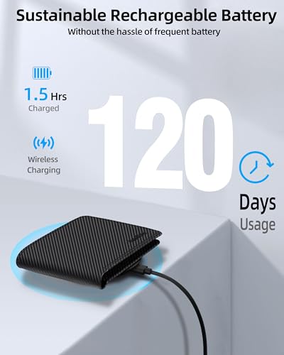 Wallet for Men, Built-in Bluetooth Tracker with Apple Find My (iOS Only), RFID Blocking Bifold Mens Air Tag Wallet with GPS Tracker, Rechargeable Wallets Finder, Gift for Him, Carbon Black4