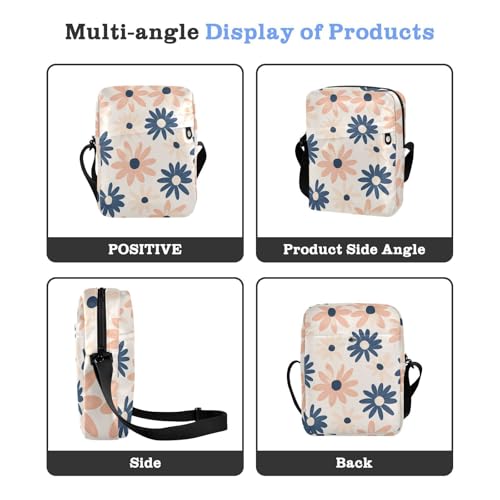 KLL Daisies Navy Blue messenger bag crossbody Vegan Leather Shoulder Bag Travel Shoulder Handbags4
