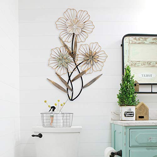 Décoration murale en métal pour jardin fleur rétro résistante aux UV - 3