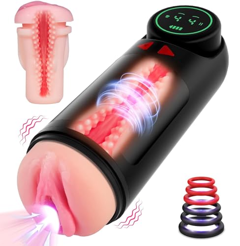Masturbador masculino eléctrico con succión y calor regulable con 8 modos de vibración profunda