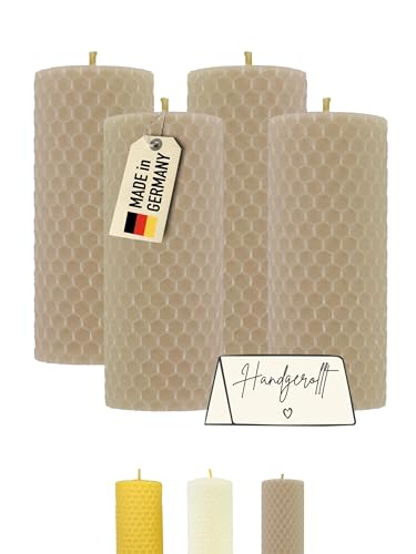 Wachsmann Adventskerzen 4er-Set, 100% Bienenwachs, handgerollt, Made...