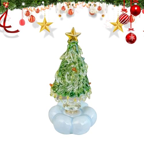 Árbol de Navidad giratorio mini de mesa con ramas hechas a mano para decoración interior 7