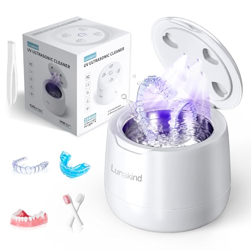 Image of Ultrasonic Retainer Cleaner, 42kHz Dental Cleaning Pod for Dentures, Braces, Mouth Guards, Night Guard, Toothbrush Heads, Jewelry