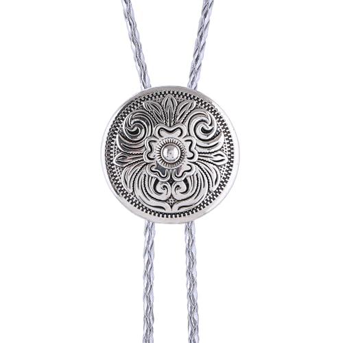 Image of GelConnie Floral Bolo Tie for Men Womens Bolo Tie Necklace Native American Black Men's Bolo Ties Western Cowboy Bolero Ties