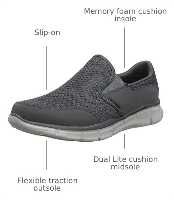 Image of Skechers Men's Equalizer Persistent Slip-On Sneaker | Casual Training, Nubuck Leather, Mesh Ventilation, EVA Cushion Midsole, Traditional Lace-up