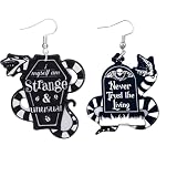 Pendientes de ataúd de serpiente de arena, diseño de calavera y ataúd, pendientes de serpiente Beetlejuice, Acrílico, Sin piedra preciosa