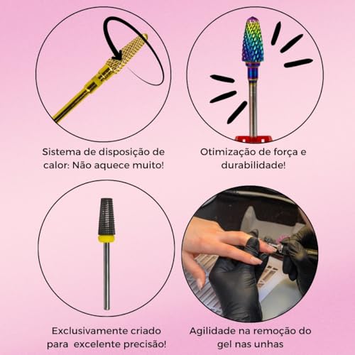 Kit 4 Brocas Tungstênio Bullet 720 Umbrella Unhas de Gel