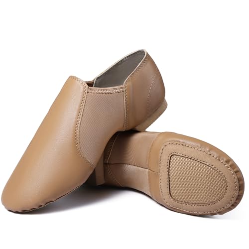 Linodes Linodes Unisex PU Leather Jazz Shoes with Suede Sole - Brown, Women's Size 7.5M