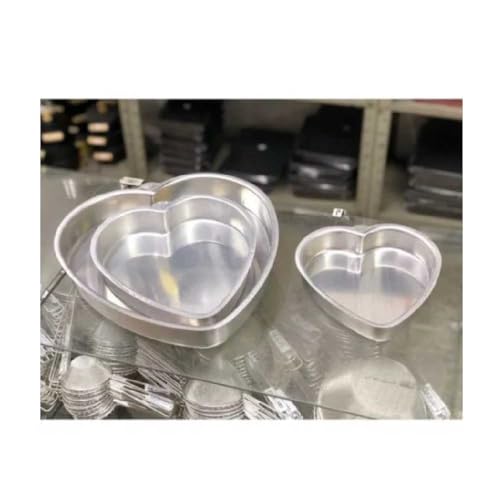 Jogo de 3 Formas de Assadeiras em Alumínio Formato de Coração para Bolos e Sobremesas Especiais