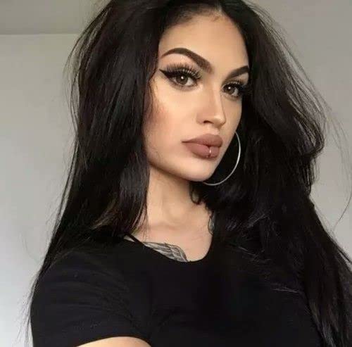 Miniatura 8 de xiweiya Peluca larga y rizada negra natural ondulada 1b# negro sintético con encaje frontal, resistente al calor, peluca de línea capilar natural