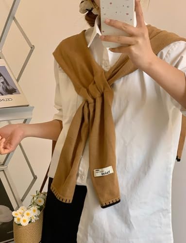 Knitted Shawl Wraps for Women Designer Cardigan Vintage Scarf for Women Knotted Shoulder Tops Cape Travel Scarves3