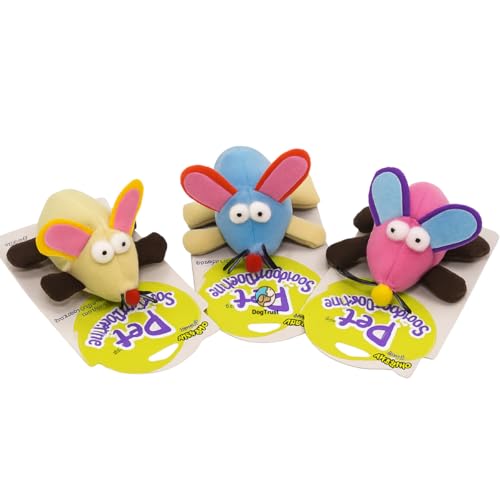 Image of Dog Trust Furry Cat Toy Mice | Interactive Mini Mouse Toys with Feather Tail for Kittens and Indoor Cats | Colorful Soft Fur Mice for Active Play & Hunting Fun