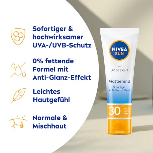 NIVEA SUN UV Gesicht Mattierender Sonnenschutz LSF 30 (50 ml), nicht fettende Sonnencreme für das Gesicht, sofort wirksame Sonnenmilch mit leichter Textur 2
