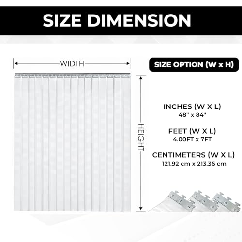 4x7' Clear PVC Strip Curtain Kit - 48" Width x 84" Height Heavy Duty, Waterproof, Insulation for Warehouse, Freezer, Garage AP1173