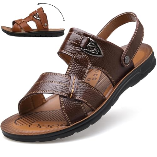 Men's Big Size Leather Flat Sandbeach Sandals Casual Slipper Shoes