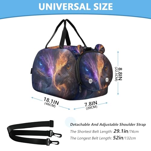 Gym Travel Duffle Bag for Boys Girls Eagl E Looking at Each Other Sports Dance Bag with Shoe Compartment & Wet Pocket Football Kids Travel Bag Teens Sleepover Carry3