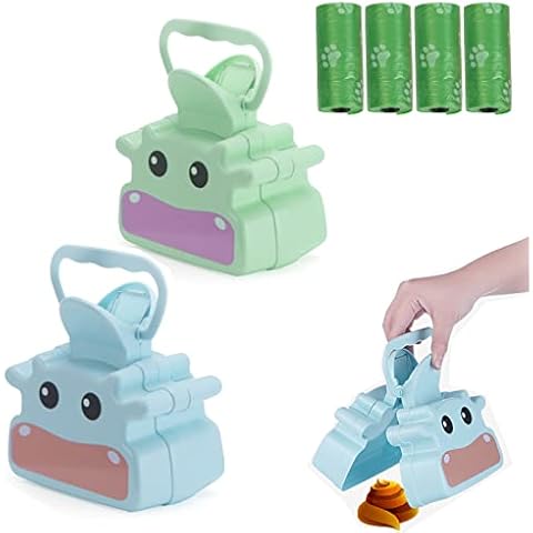 ND Pet Pooper Scooper Portable Pet Toilet Waste Pickup with Bag Dispense,Walking Poop Remover Picker Cleaner 2pcs Pet Dog Pooper Scooper with 4 Roll Poop Bag Dispenser for Cat Dog Waste Cover