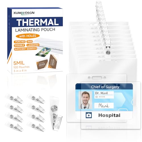 Image of 100 Pack 5mil 3 inchx4 inch Thermal Laminating Pouches Badge Laminate Pouches Clear Laminated Luggage Tags Printable Laminator Pouches for Business Permits Cards (100, 3 inchx4 inch-5mil)