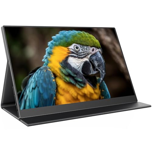 CJkao Portable Monitor 15.6” FHD 1080P USB-C & HDMI Display Ultra-Slim IPS Screen w/Smart Cover, Dual Speakers, HDR, Eye-Care, External Monitor for Laptop, Mac, Phone, PS5, Xbox, Switch, Gray