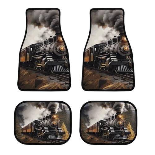 Tapis de voiture universel antidérapant 4 pièces imprimé train