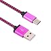 Produktbild wortek USB 3.1 Typ-C Kabel auf USB 2.0 High-Speed Ladekabel Nylon 1 m Pink