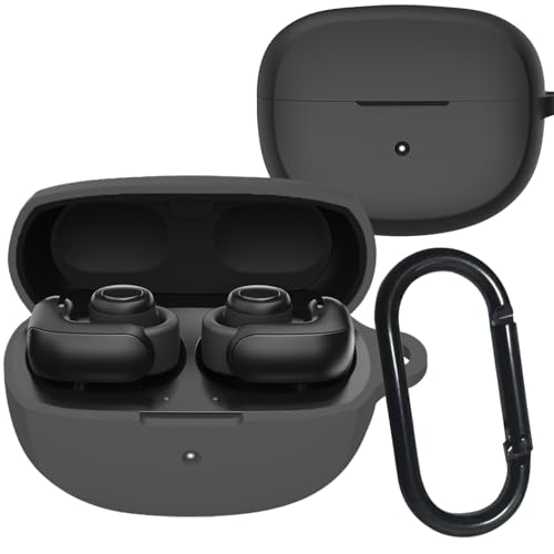 UIUIKA Bose Ultra Open Earbuds ケース Bose Ultra Open Earbuds 保護ケース 柔らかい シリコン製 落下防止 キズ防止 耐衝撃 防塵 軽量 装着充電可能 カラビナ付き 紛失防止(ブラック)