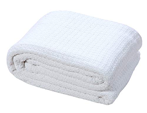 Hillfair 100% Combed Cotton Blanket– California King Size Bed Blankets– Warm Soft All Season Breathable Blankets– Extra Large Oversized California King Blanket- White King Bed Cotton Blankets #TOP3
