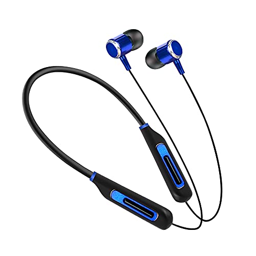 Riviera® RNB-04 in Ear Wireless Earphones 36 Hours Music Playtime in Ear Wireless Earphones with Mic, 5U Speaker, Dual Pairing, Sports Bluetooth Neckband Headphones (BIS Approved)-Blue