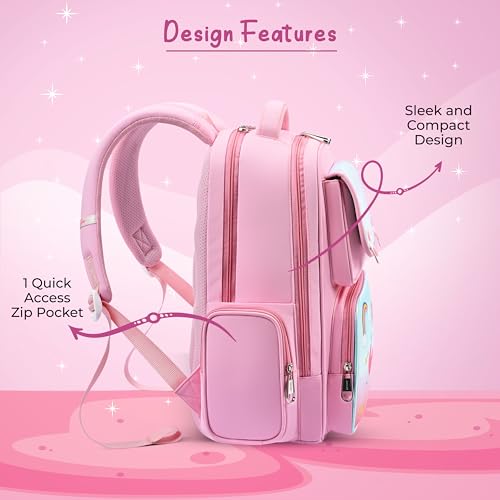 Image of Gear Starry Unicorn 16 inch /25L Medium Water Resistant School Bag | Casual Backpack | Daypack | Travel Backpack | Kids Bag for Boys /Girls (Pink - Blue)