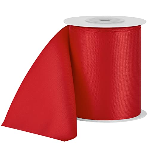 Image of Solid Color Double Faced Red Satin Ribbon 3 inch X 10 Yards, Ribbons Perfect for Crafts, Wedding Decor, Bows Bouquet, Sewing, Christmas Gift Wrapping