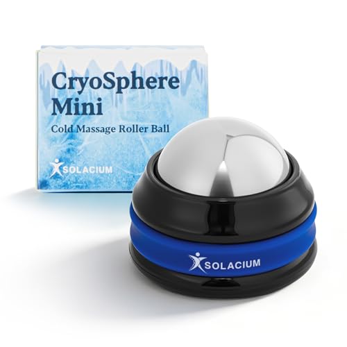 Solacium CryoSphere Mini - Stainless Steel Cold Massage Roller Ball - Handheld Massage Tool for Sore Muscles Shoulders Arms Neck Back and Feet