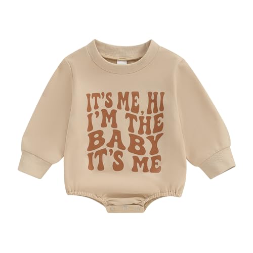 Newborn Baby Boy Girl Fall Clothes Funny Letter Print Sweatshirt Romper Oversized Infant Long Sleeve Bodysuit