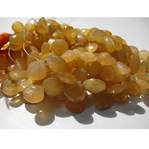Briolette coeur pierre de lune orange facettée de qualité LKBEADS