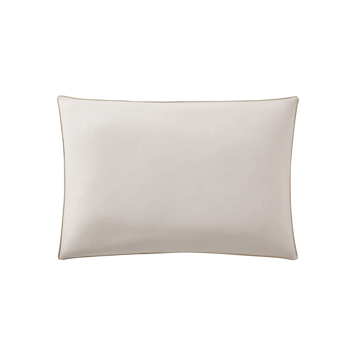 Two-tone Cotton Pillowcase, Bons Jours, Beige, 50 x 70 cm, Essix