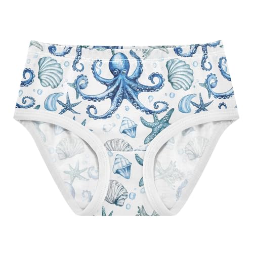 ZZKKO Ocean Blue Octopus Starfish Girls Underwear Toddler Panties for Girls Comfort Brief Size 2-8T