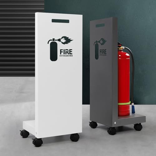 Extintor móvil con ruedas, caja de seguridad decorativa para un fácil acceso y colocación estética en espacios públicos