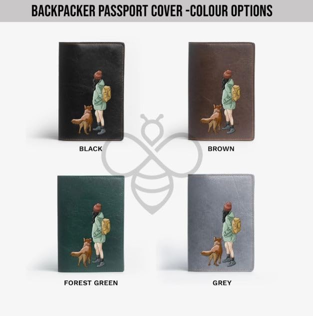 Image of The Messy Corner Unisex Vegan Leather Passport Cover | Classy & Stylish Printed Travel Case | (Dark Brown, Backpacker)