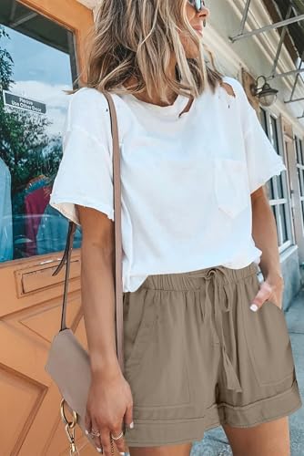 Image of KISSMODA Womens Summer Shorts Leopard /Camo /Solid /Floral Print Elastic Waist Pocketed Casual Pants