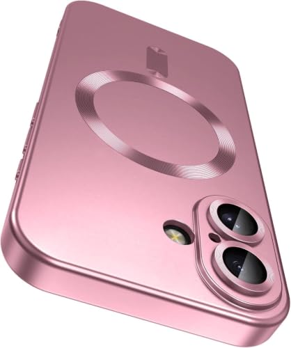 Image of DIZORO Magnetic Case for iPhone 17 Case [Compatible with MagSafe][Built-in Camera Lens Protector] Slim Soft Silicone Bumper Shockproof Metallic Luster Back Cover Phone Case - Pink