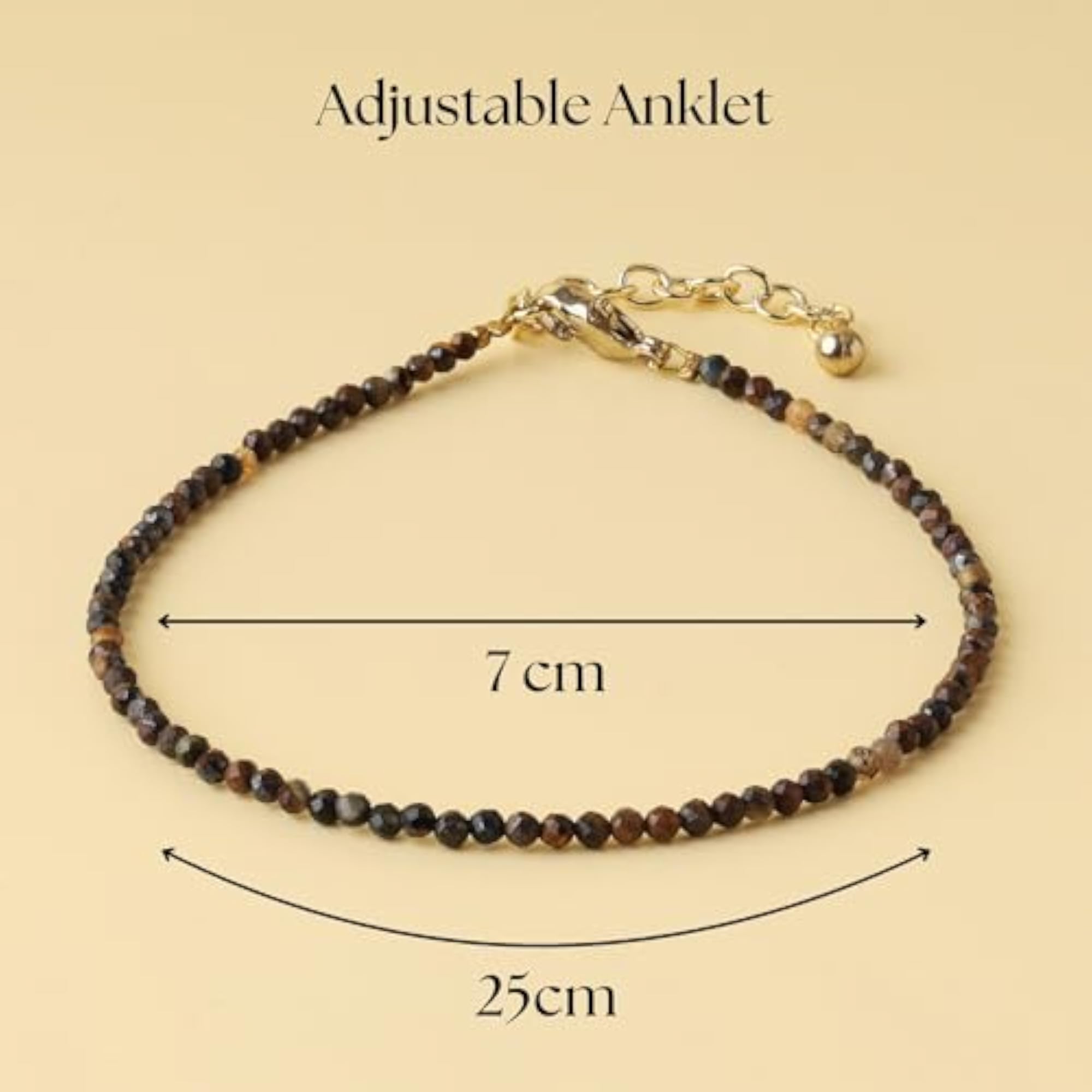 Tiger Eye Natural Stone Anklet for Confidence & Protection
