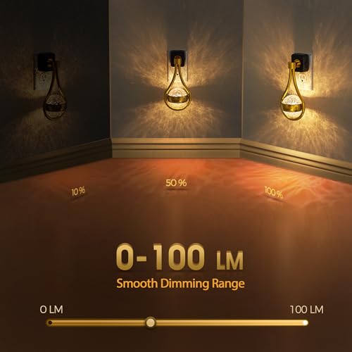 Image of Briignite LED Night Lights Plug into Wall, 330 Rotating Night Light with Dusk to Dawn Sensor, 0-100LM Dimmable Nightlight Adjustable Brightness, 3000K Warm White for Hallway, Bedroom, Stairway, 2pack