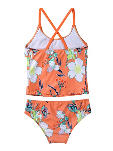 Kids Girls Tropical Floral Print Tankini Swimsuits Ruffles Flounce Hawaii Swimwear Beach Bathing Suit4