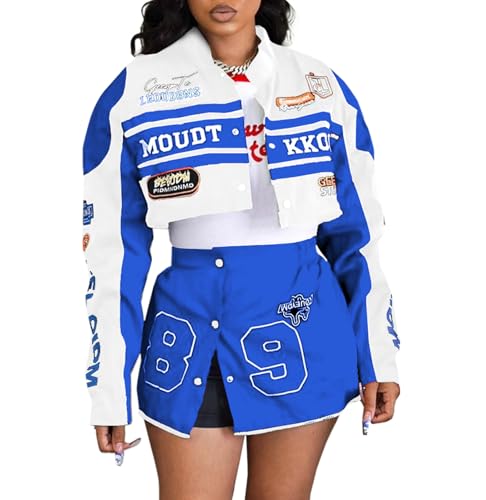 2 Piece Outfits for Women Varsity Jacket Skirt Sets Birthday